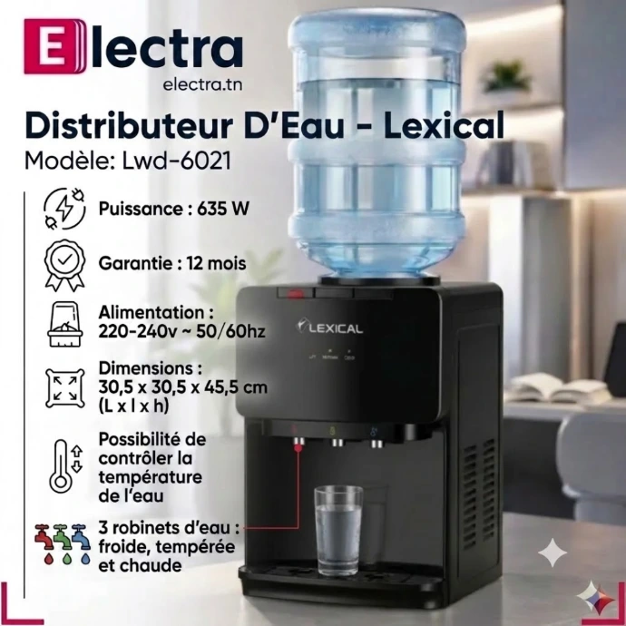 [LWD-6021-2] Distributeur d'Eau Lexical 635W LWD-6021-2 -Noir