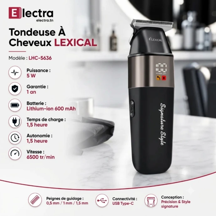 Tondeuse A Cheveux Rechargeable Lexical LHC-5636-5W