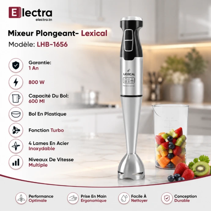 Mixeur Plongeant Lexical LHB-1656- 800W