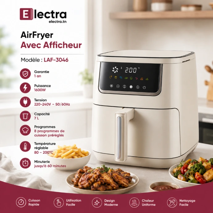 AirFryer avec Afficheur Lexical 7 L -1600W - Beige