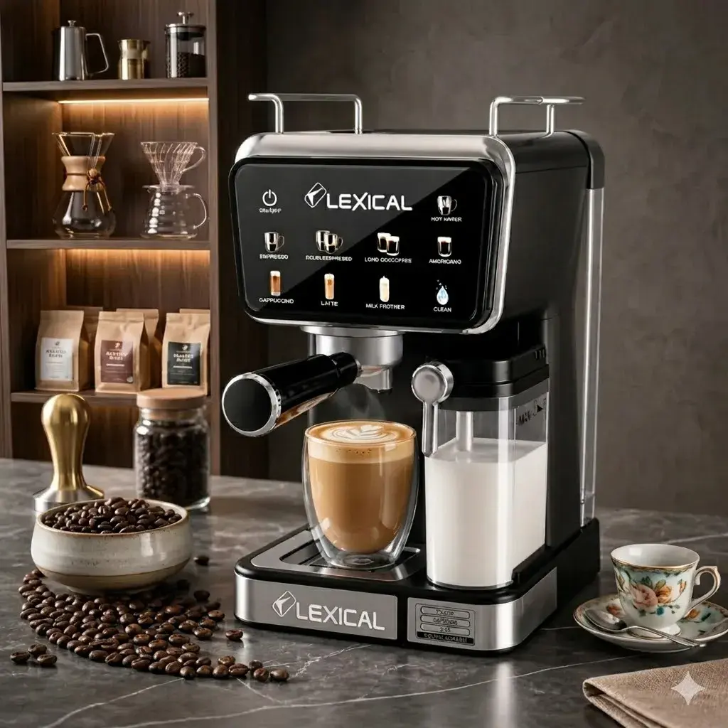 [LEM-0663] Machine à Café 9en1 Lexical LEM-0663 – 1350W – 20 Bars.webp
