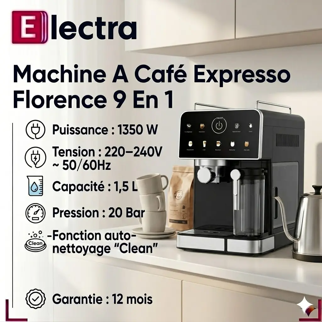 Machine A Café Expresso Florence 9 En 1 - HK470 1350 W.webp