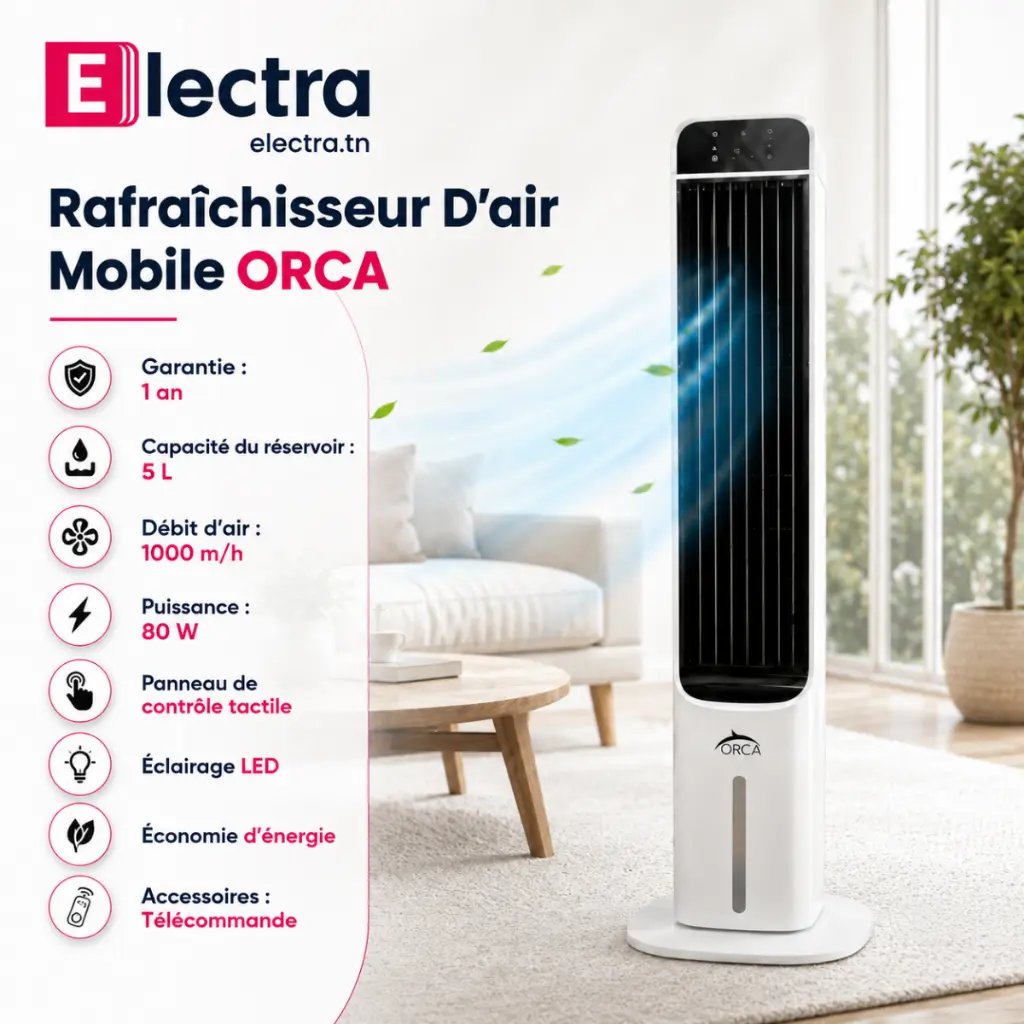 Rafraîchisseur d’Air Mobile ORCA - 5L -80W-electra.webp