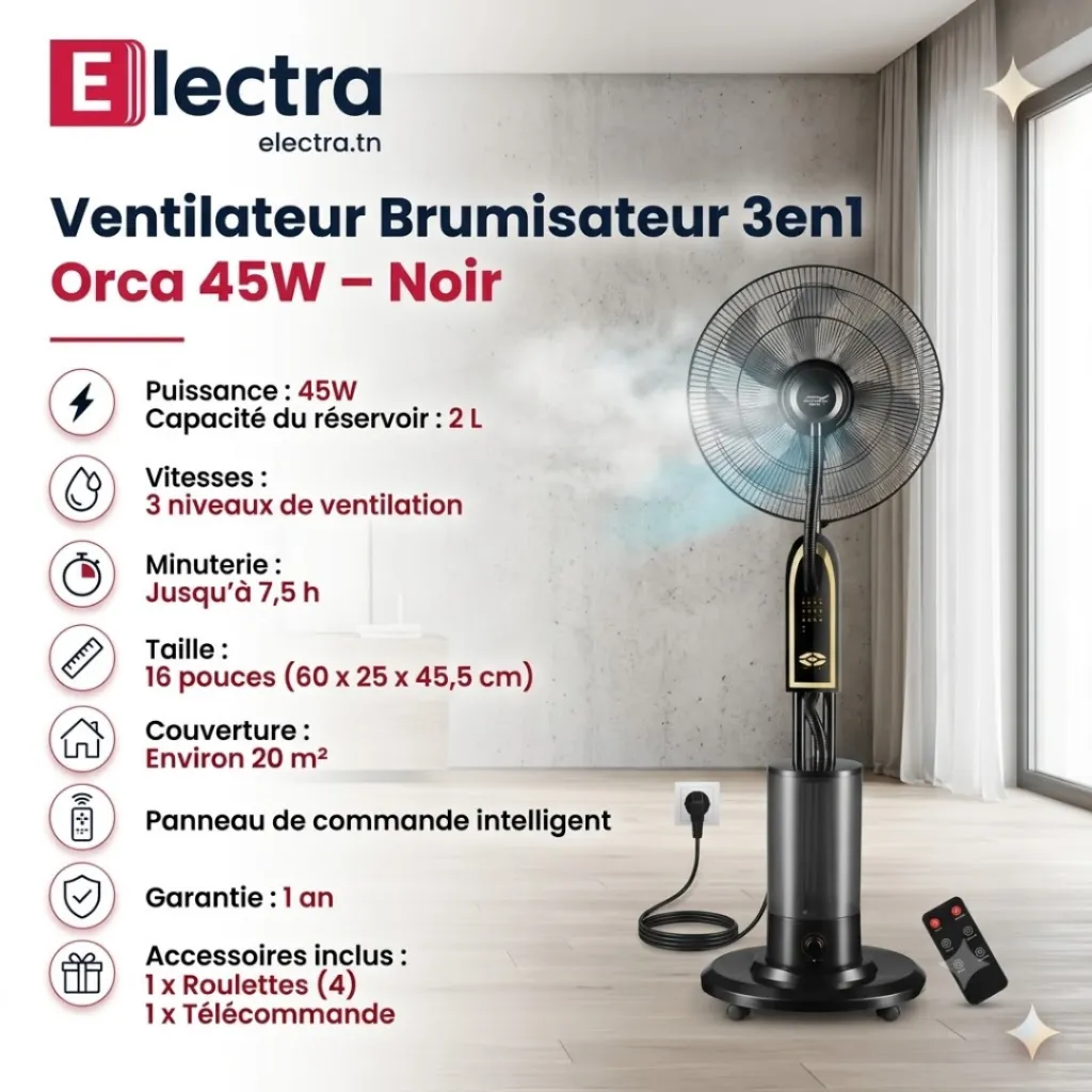 Ventilateur Brumisateur Avec Télécommande ORCA - 45W (6).webp