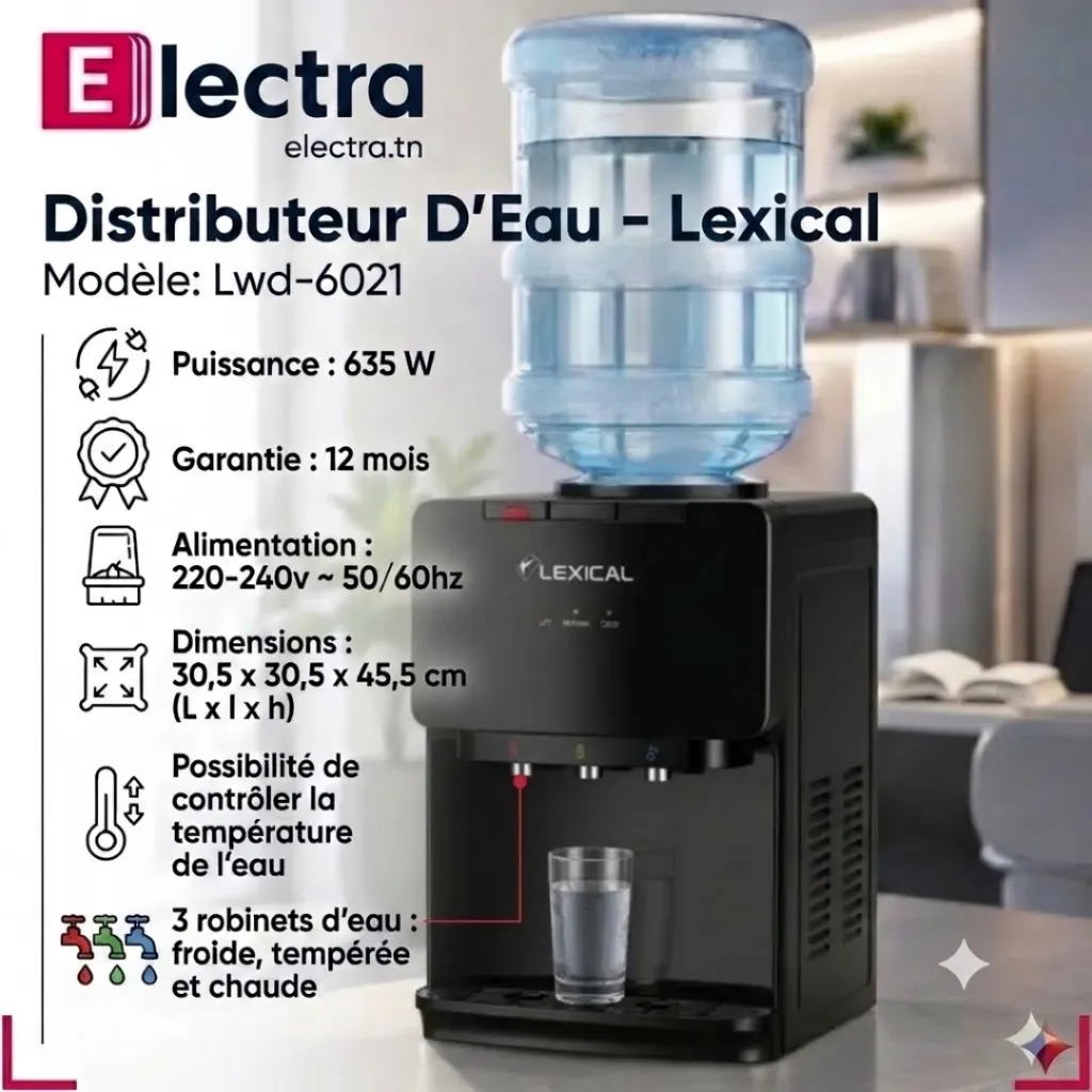 [LWD-6021-2] Distributeur d'Eau Lexical 635W LWD-6021-2 -Noir.webp
