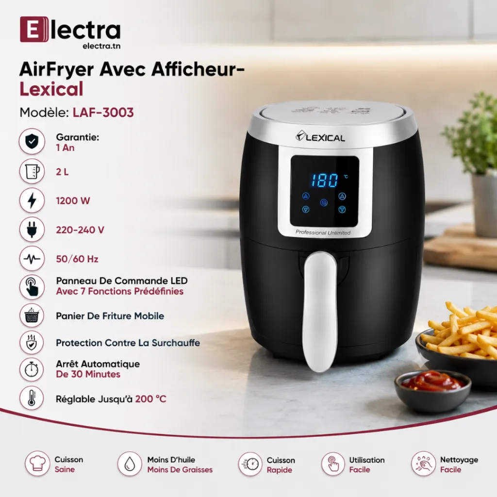 AirFryer Lexical 2 L Avec Afficheur LAF-3003 -1200W (2) - Copie.webp
