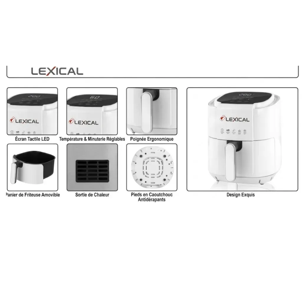 AirFryer Sans Huile 1200W 4L Lexical LAF-3011-1  - Blanc (2).webp