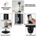 Ventilateur sur Pied Lexical 16 Avec Télécommande 60W Argent (2).webp