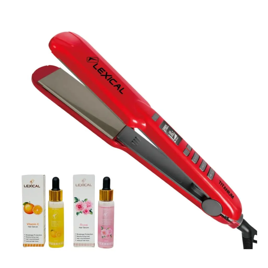 [LHS-5380R] Plaque Cheveux avec Sérum Gratuit Lexical 65W Rouge