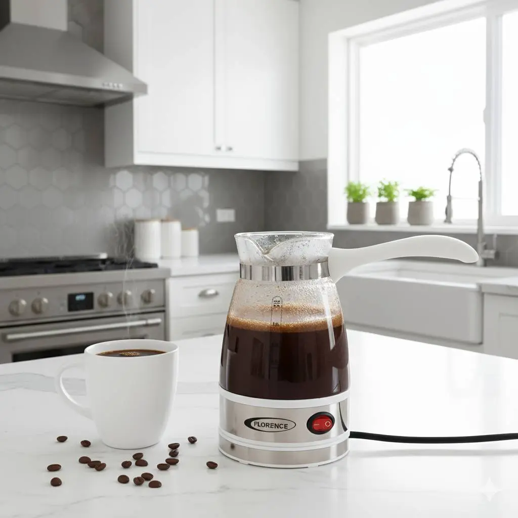 [HK426B] Cafetière à Café Turc Florence 600W - 0,5L - Blanc