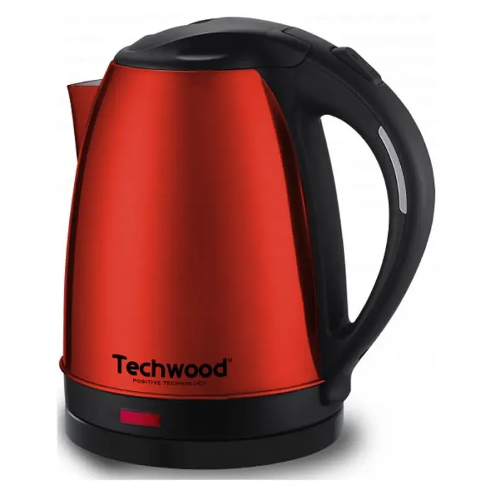 [TWBL60032] Bouilloire Techwood Inox Grenat 1,8L Sans Fil, Socle 360°, Arrêt Automatique & Sécurité Anti-Ébullition – TBI-1855