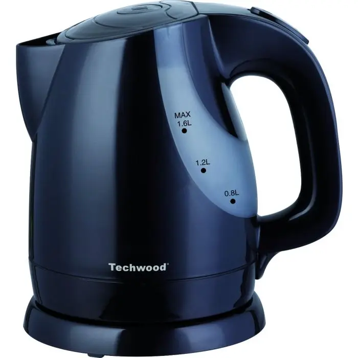 Bouilloire Techwood Noir 1,6L Sans Fil, Socle 360°, Inox, Arrêt Automatique & Protection Thermique – TB-1623