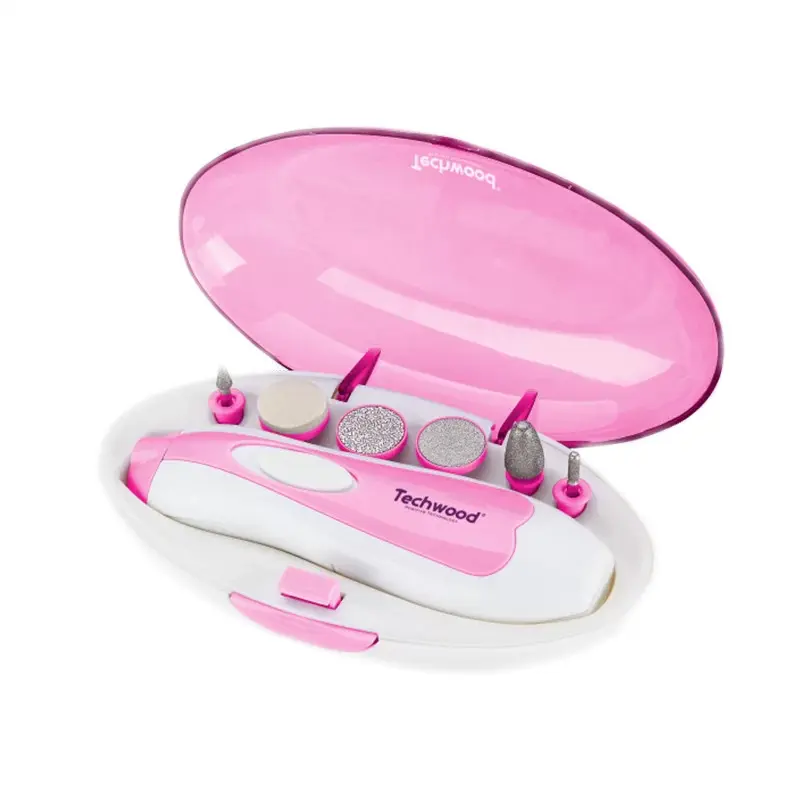 Coffret Manucure & Pédicure Techwood à Piles, 6 Accessoires & Design Ergonomique – TMA-58
