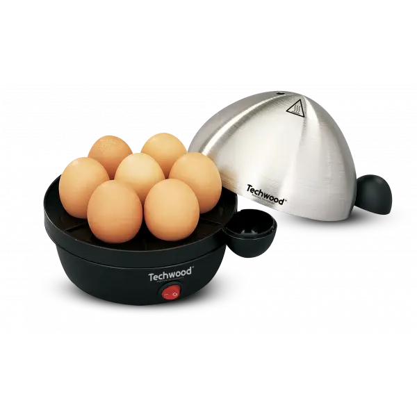 Cuit Œufs Techwood 3 en 1 Inox/Noir 7 Œufs, Cuisson Vapeur & Œufs au Plat, Arrêt Automatique – TO-007