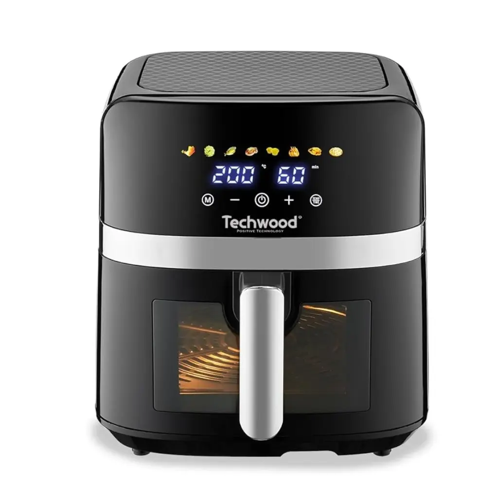 Friteuse Digitale Sans Huile Techwood 8L Porte Vitrée, 8 Programmes & Minuterie 60min – TFR-806SHD