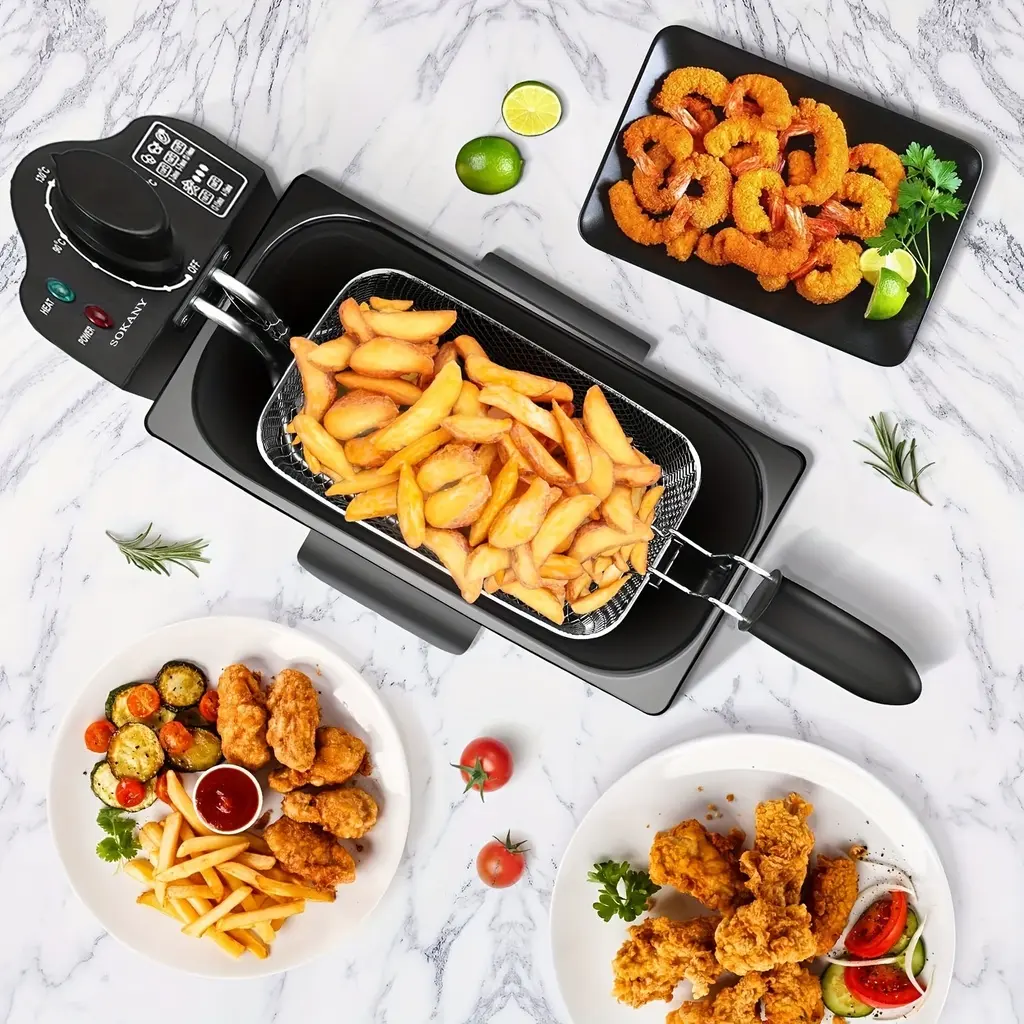 Friteuse Techwood Inox 3L, Thermostat Réglable & Parois Froides – TFR-304