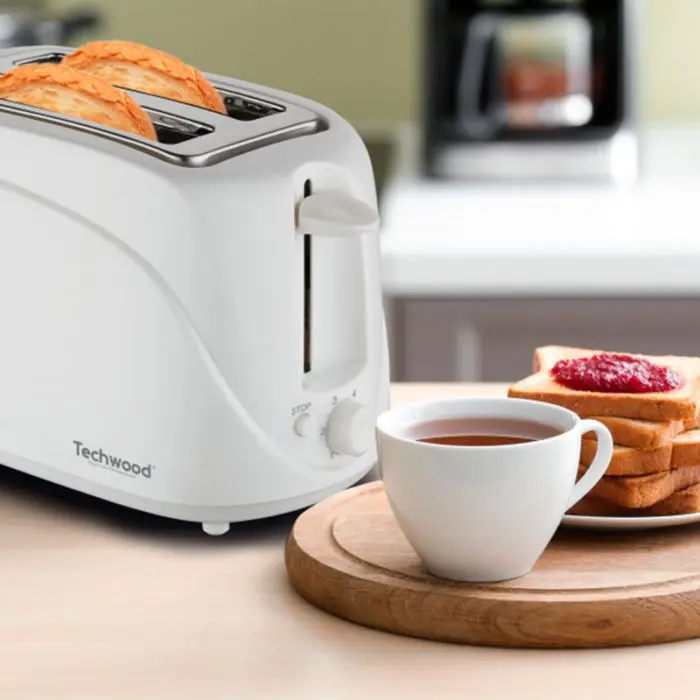 [TWTO60089] Grille-Pain Techwood Blanc 2 Fentes, Contrôle Brunissage & Éjection Automatique – TGP-202