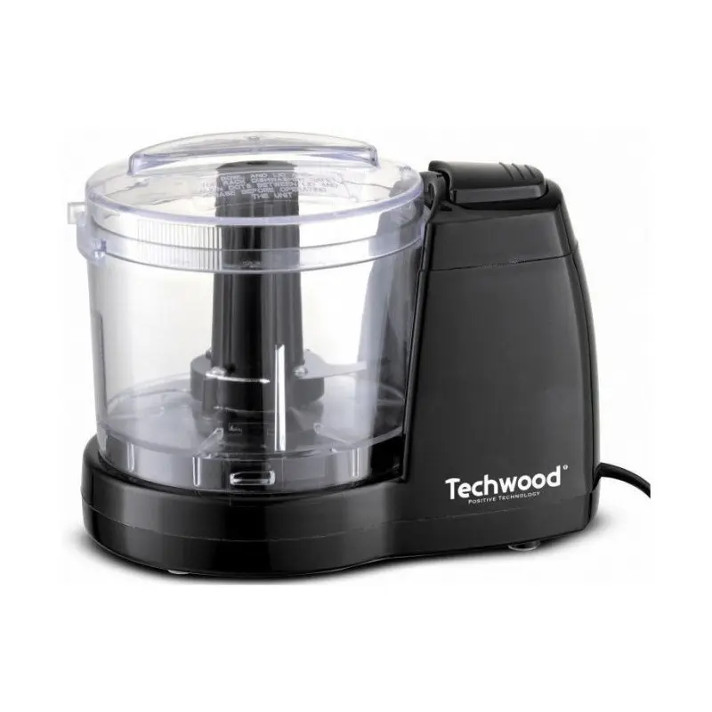 Mini Hachoir Techwood Noir 375mL, Lames Inox & Bouton Poussoir – THA-156