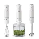 Mixeur Plongeant Techwood Blanc 3en1 Pieds Inox, Bol Hachoir 500ml & 2 Vitesses – TMS-9600