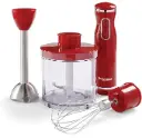 Mixeur Plongeant Techwood Inox Grenat 3en1 Pieds Inox, Bol Hachoir 500ml & 2 Vitesses – TMS-9605