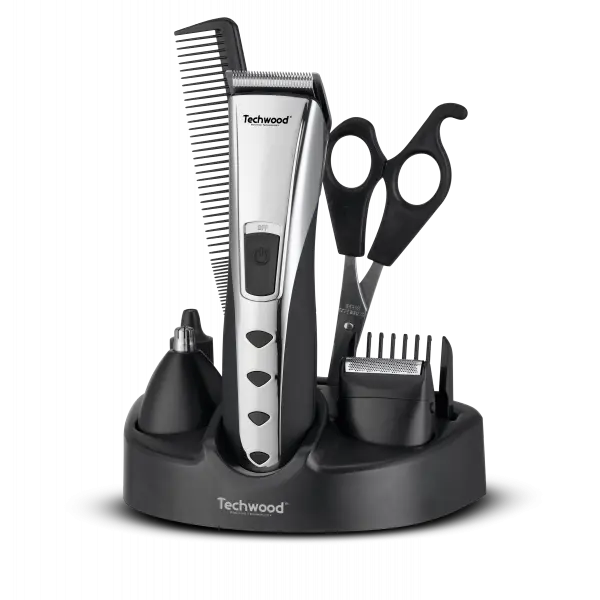 Tondeuse 3 en 1 Techwood Rechargeable, Rasoir & Épilateur Nasal avec Support – TTN-976