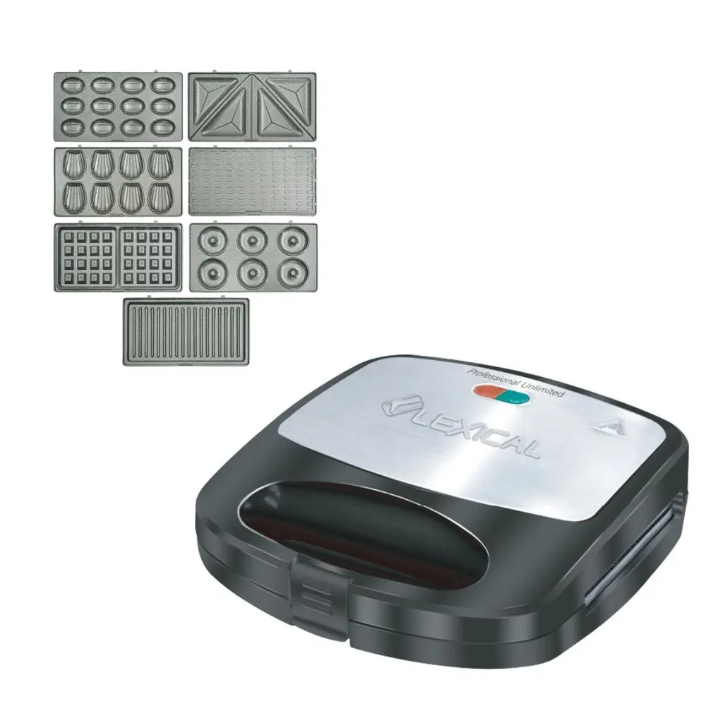 [LMS-2533] Appareil de Cuisson 7en1 Lexical 800W Zouza , Panini , Gauffre , Croque MR , Donuts , Coquille et Gauffre Fine