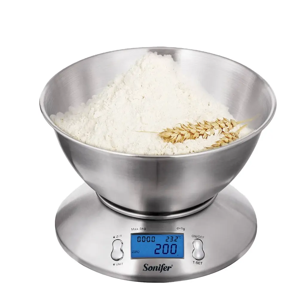 [SF-1926] Balance Numérique Sonifer en Acier inoxydable 5kg Avec Bol Alimentaire