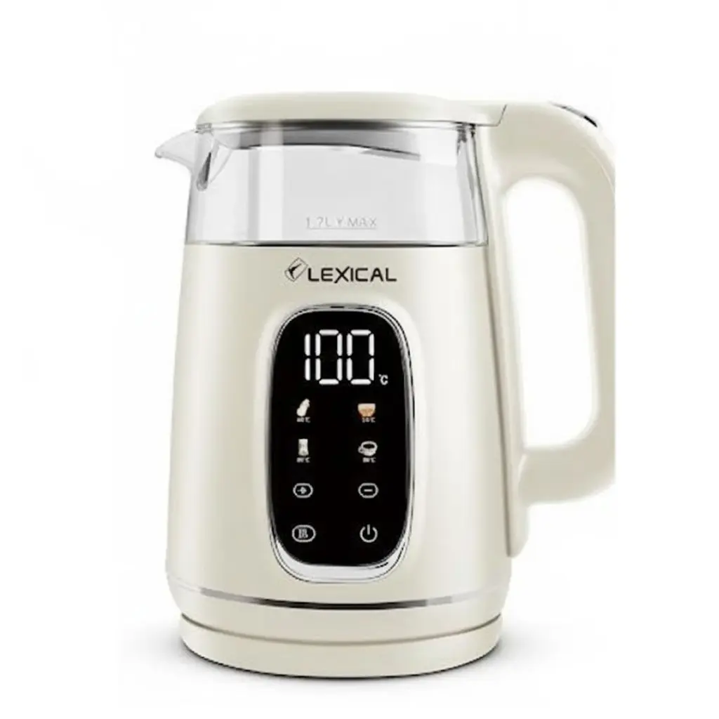 Bouilloire Electrique Lexical Avec Afficheur Température 2200W Beige 1,7L