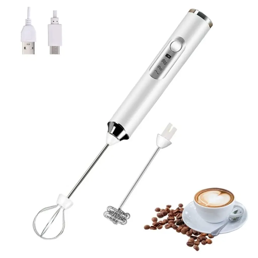 Mousseur à Lait 2 en 1 Rechargeable Florence 4W 9000RPM Blanc