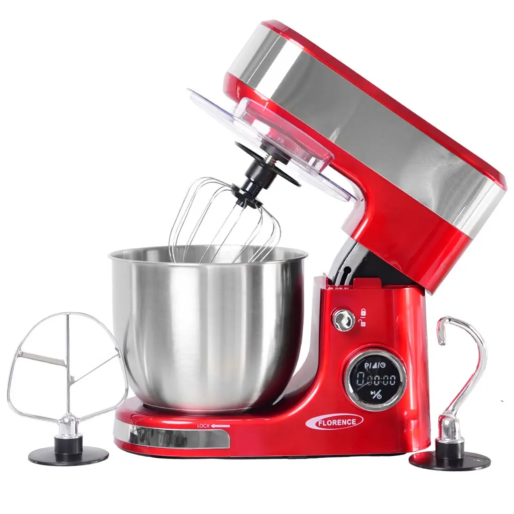 [6461AE-R] Robot Pétrin Florence Avec Bouton Afficheur 5L 1300W Rouge