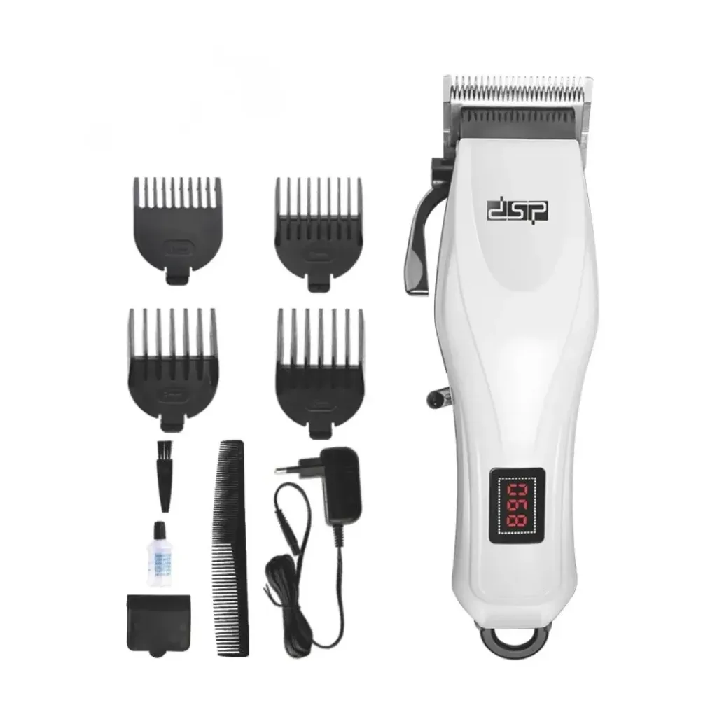 Tondeuse Cheveux Professionnelle DSP Sans Fil - 5W - Affichage LED - Blanc