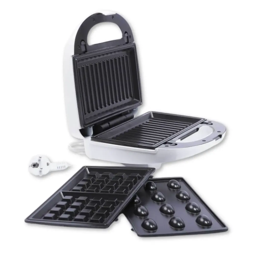[HK213W] Appareil De Cuisson 3en1 Florence Panini Gaufre Zouza -Blanc