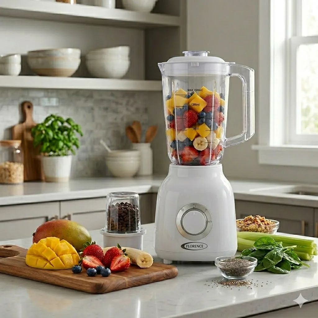 Blender & Moulin A Epices -Florence  1,5L - 1000W- Blanc
