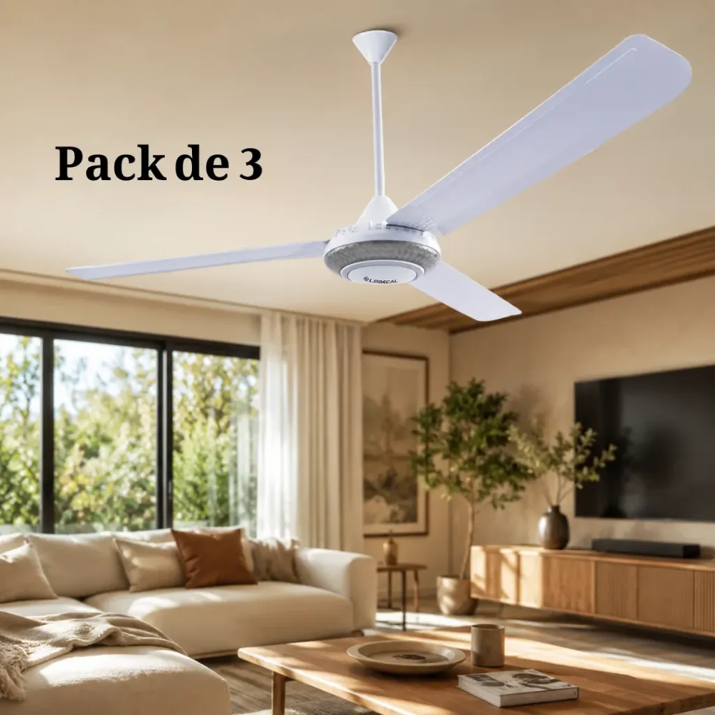 Pack 3 Ventilateurs de Plafond Lexical 56" 80W Argent