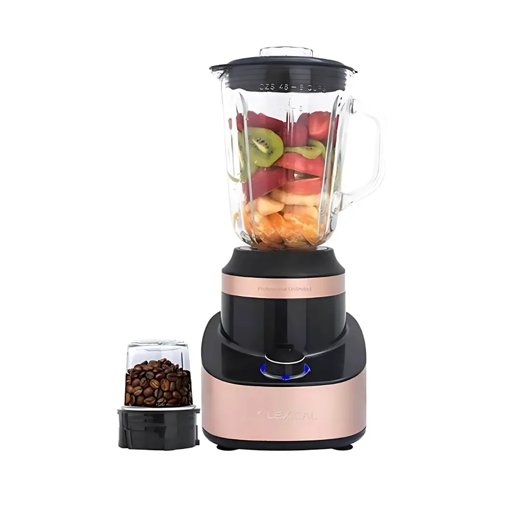 Blender Avec Grinder 2en1 Lexical 600W Bol en verre 1500ml Rose