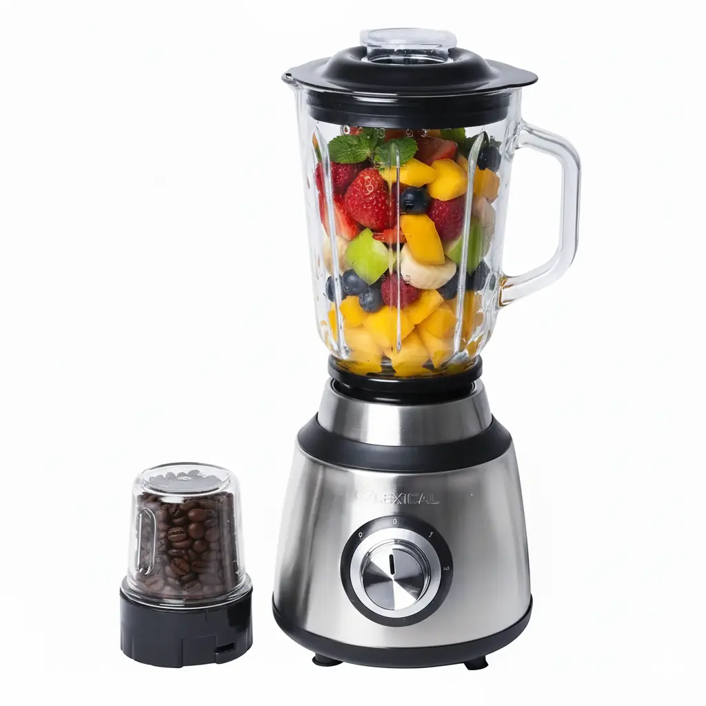 Blender Avec Grinder 2en1 Lexical 600W Bol en verre 1500ml Silver