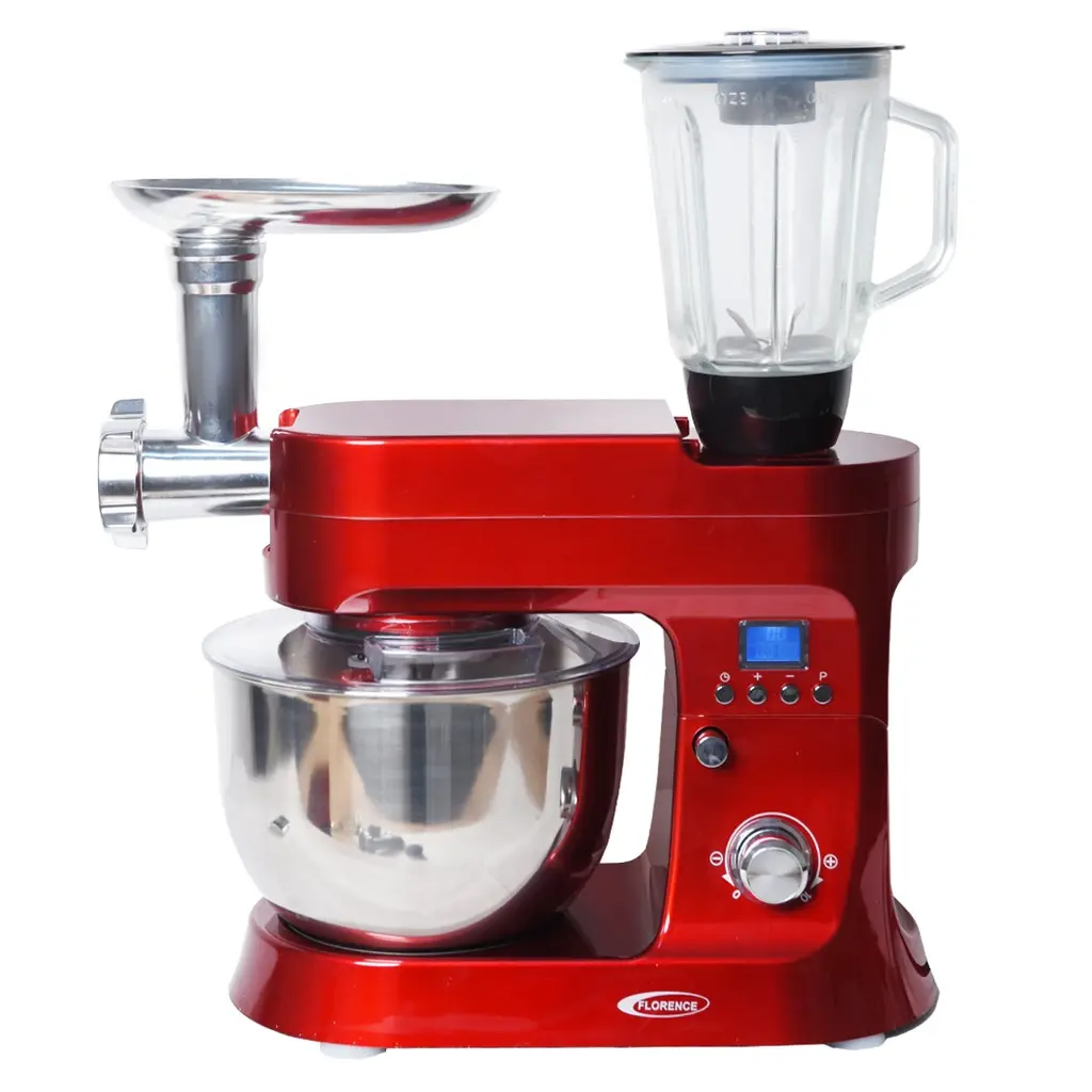 Robot Pétrin Multifonction Avec Afficheur Florence 6.5L 1200W - Rouge